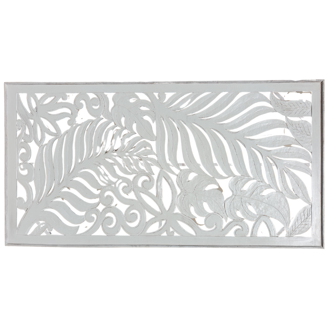 Wall Art Fern Leaf Carving White