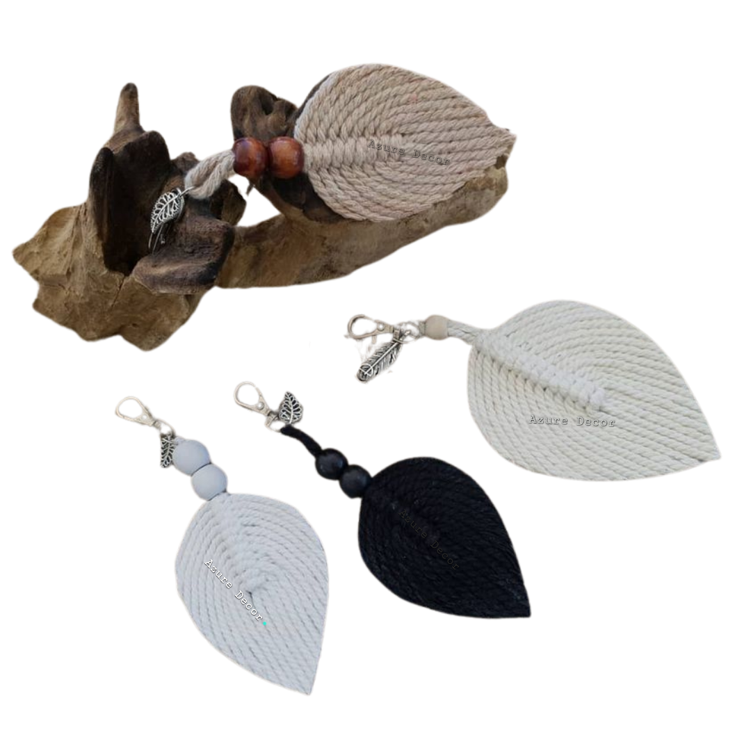 Macrame Leaf Key Ring or Hand Bag Décor