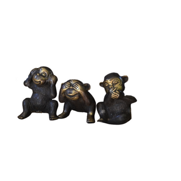 Three Wise Monkeys Brass Figurine