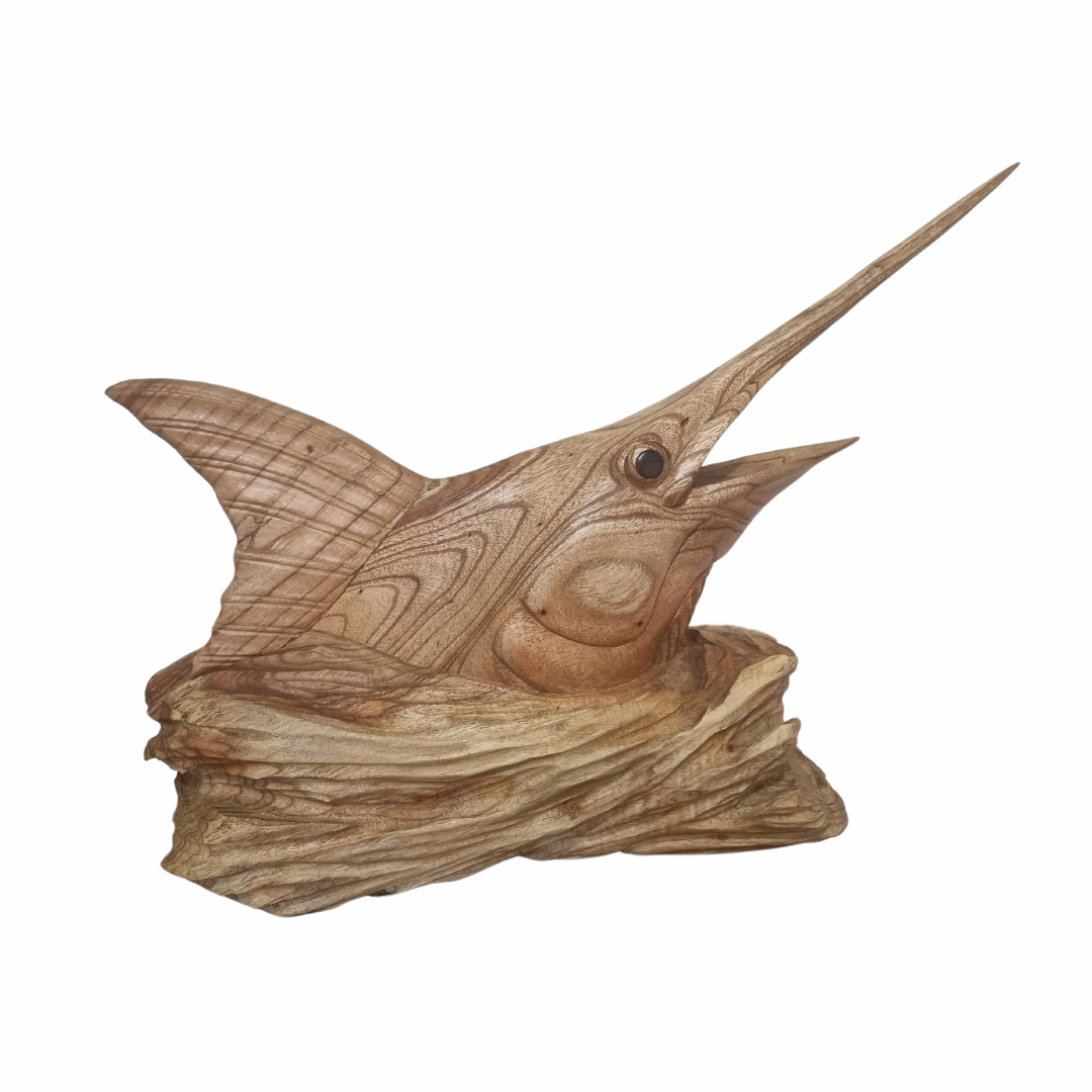 Marlin Fish Solid Wood Carving