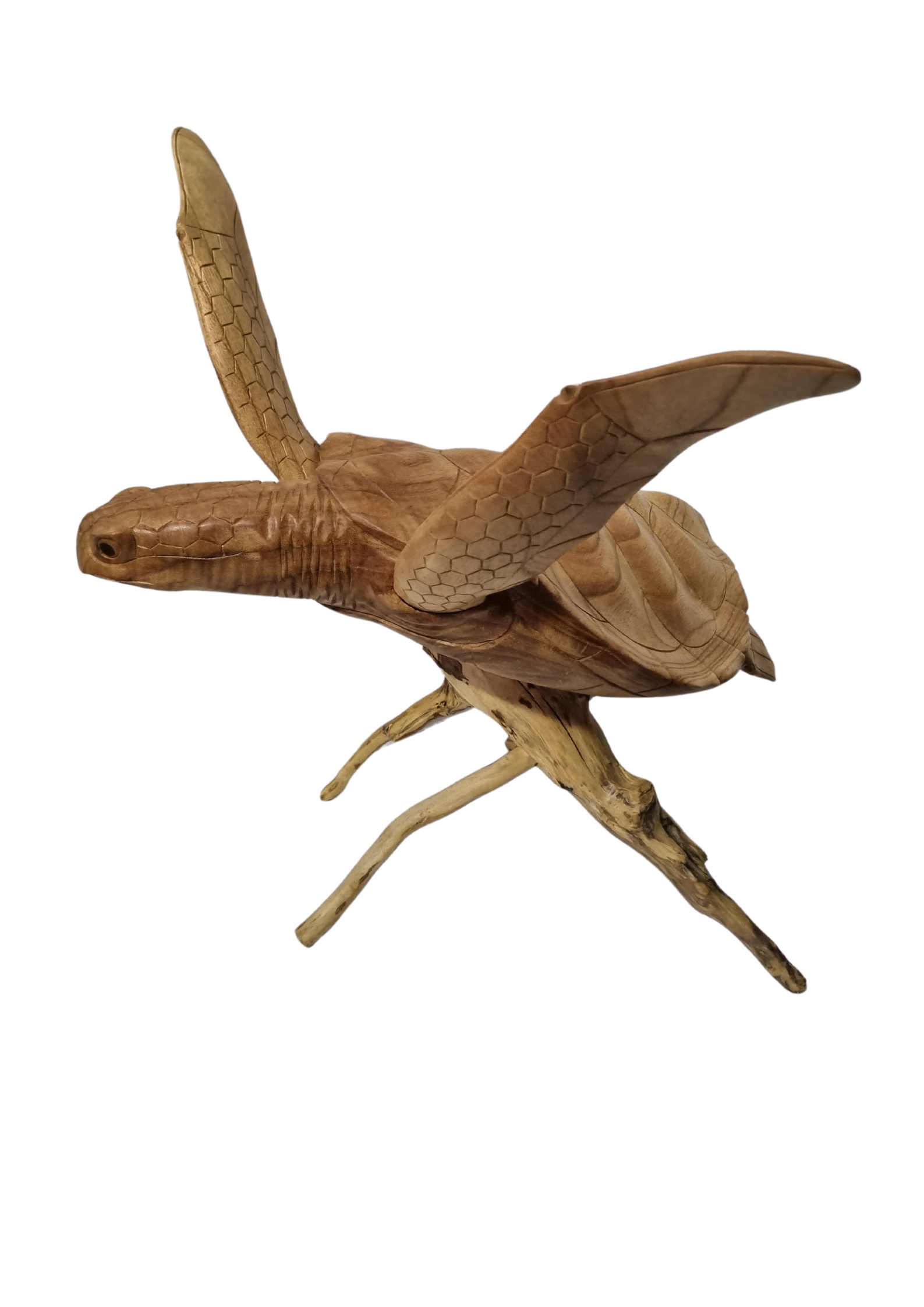 Wooden Carved Turtle Sculpture