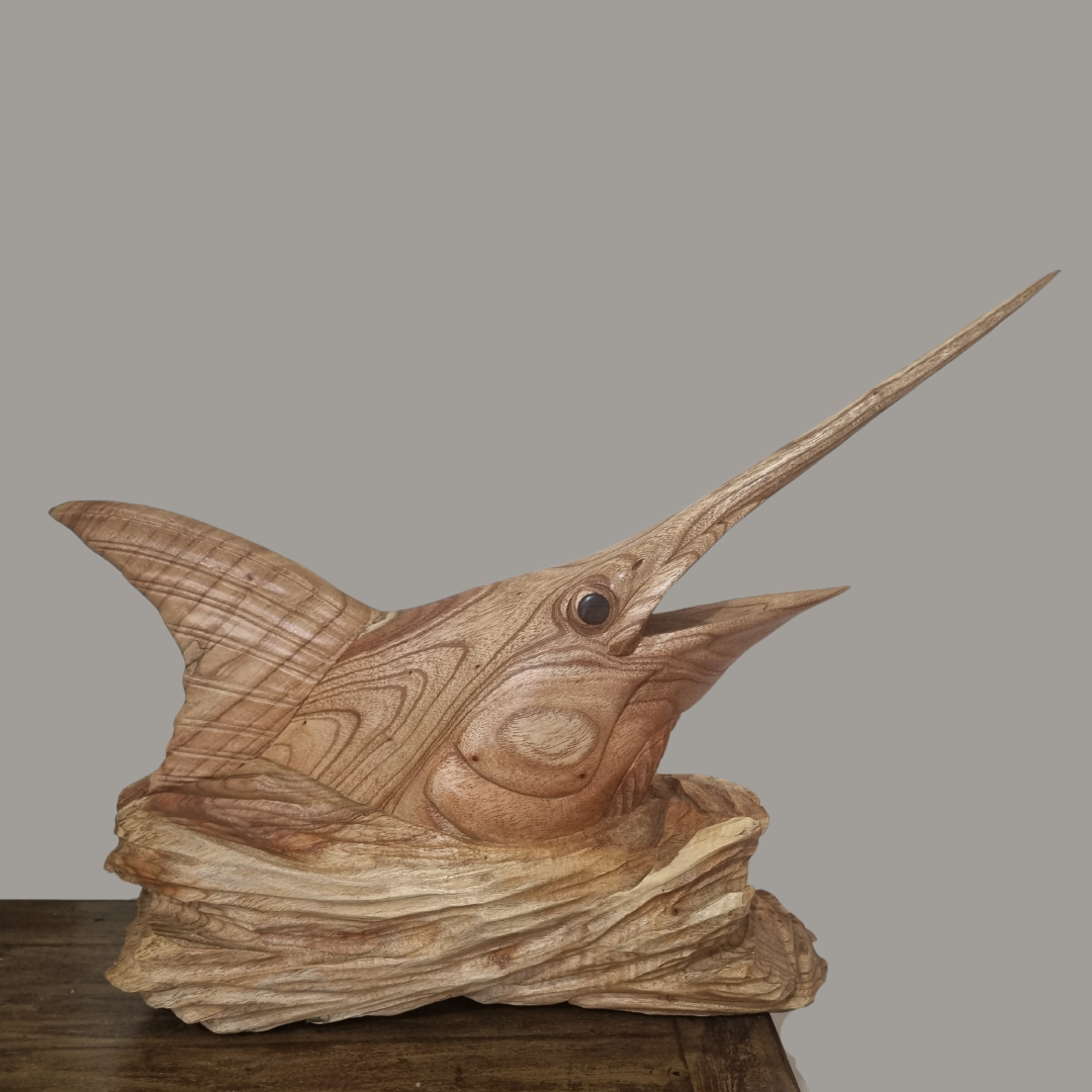 Marlin Fish Solid Wood Carving