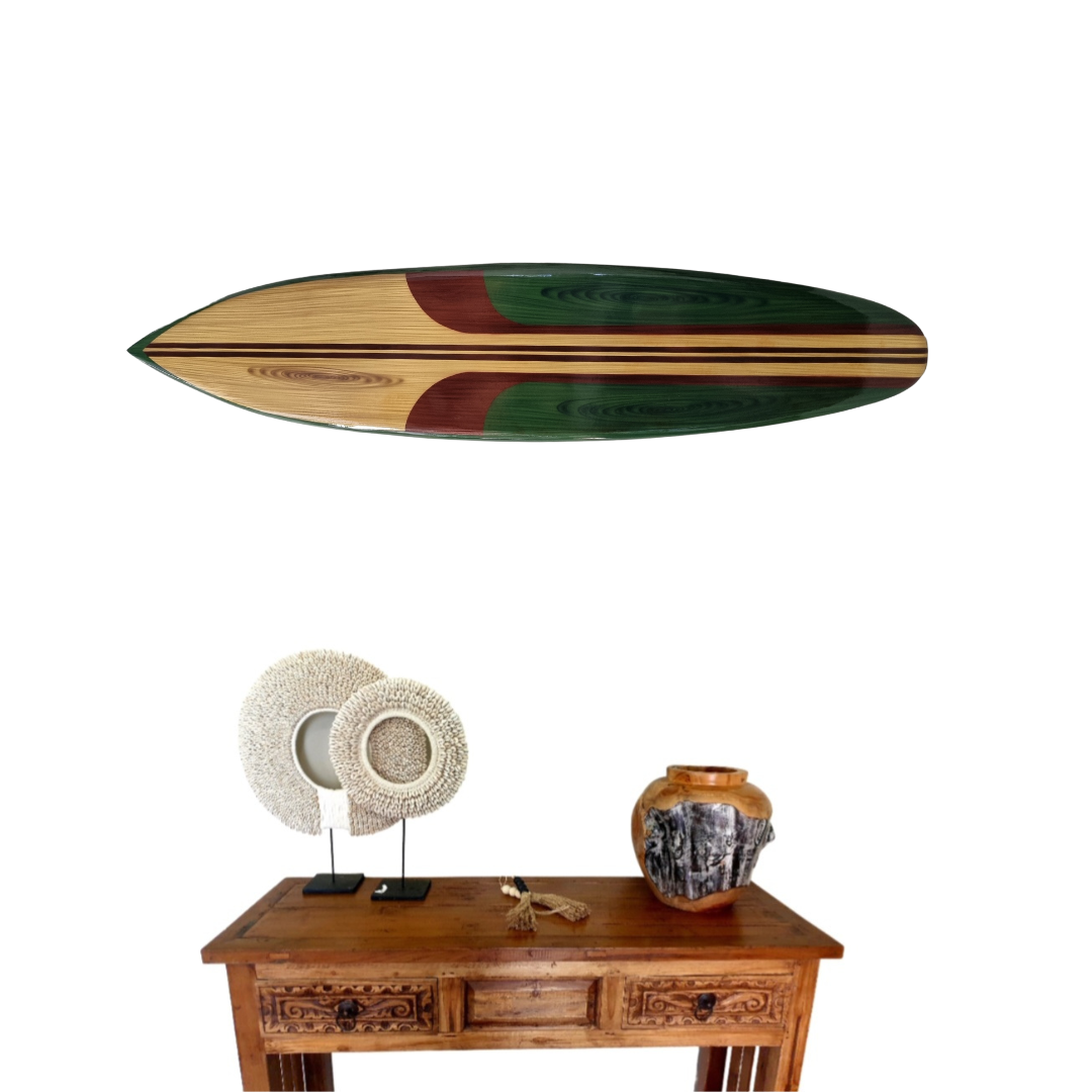 Wooden Surfboard Wall Art Green