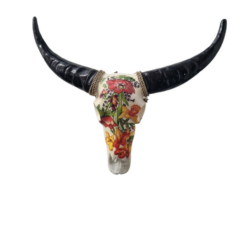 Rustic Floral Bull Skull