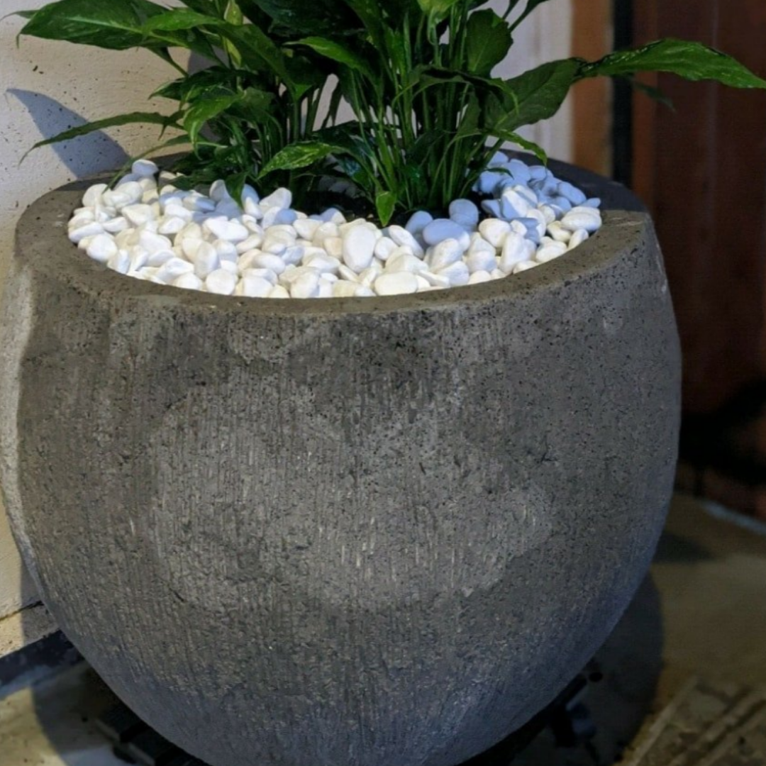 Garden Pot Gray Concrete