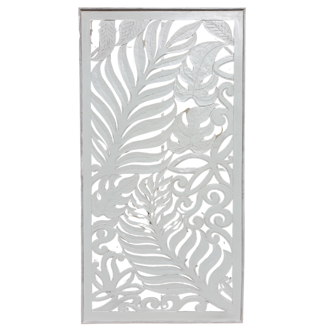 Wall Art Fern Leaf Carving White