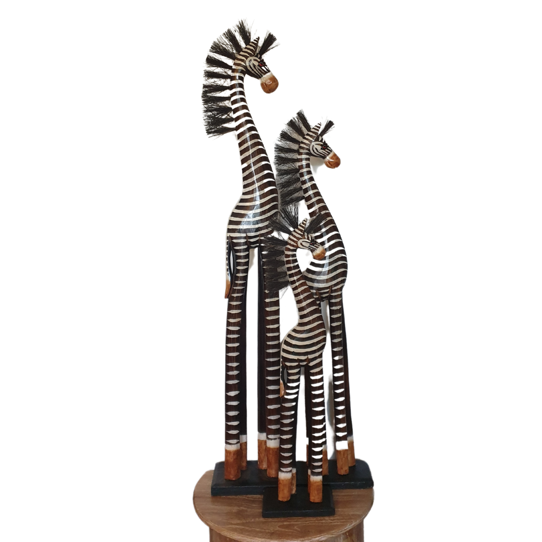 Zebra Statues Wooden Carving 