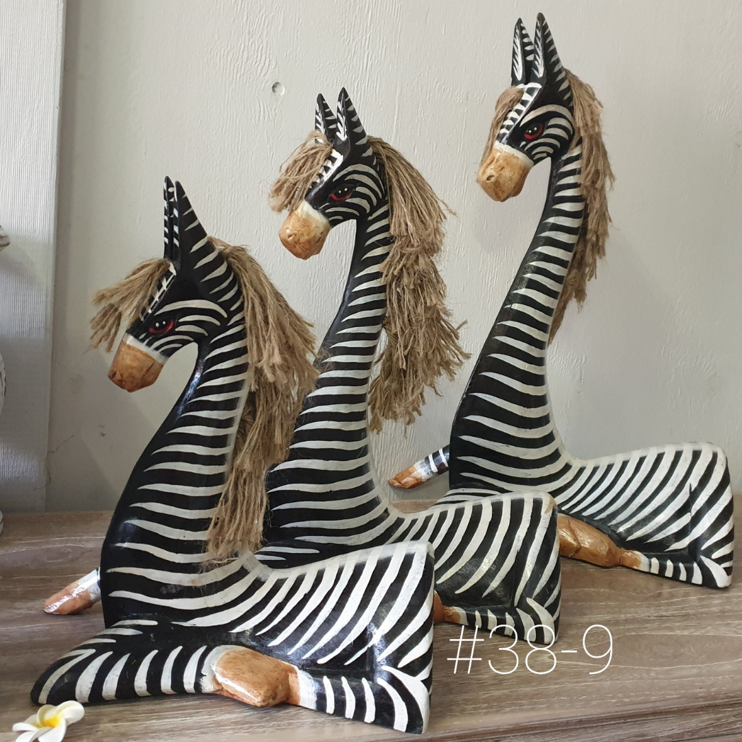 Sitting Zebra Statues Wooden Designs