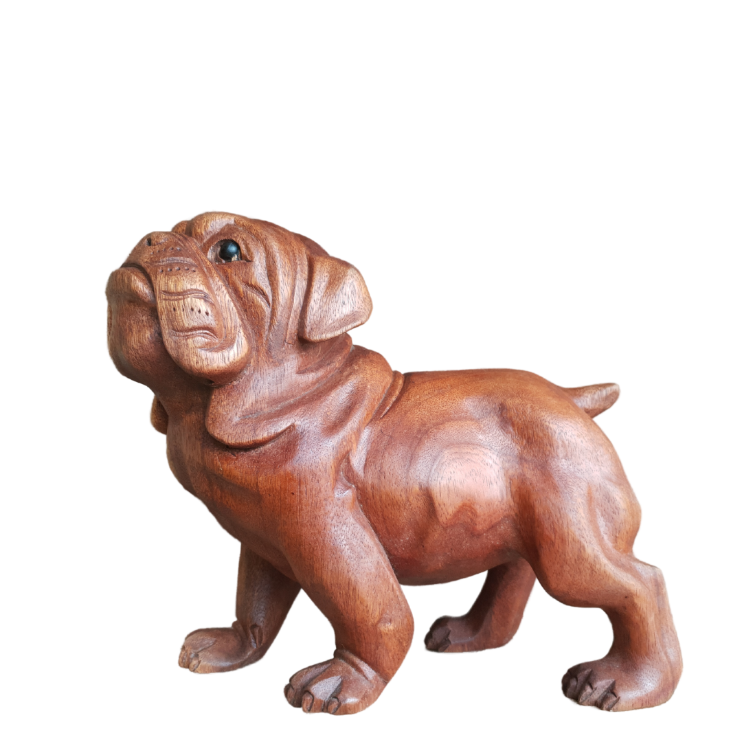 Bull Dog Wooden Carving