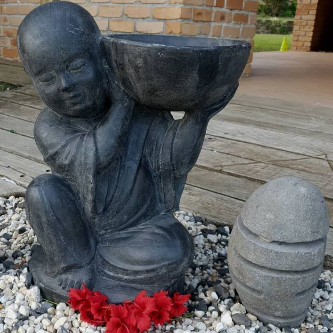 Buddha Monk Statue Birdbath-Planter