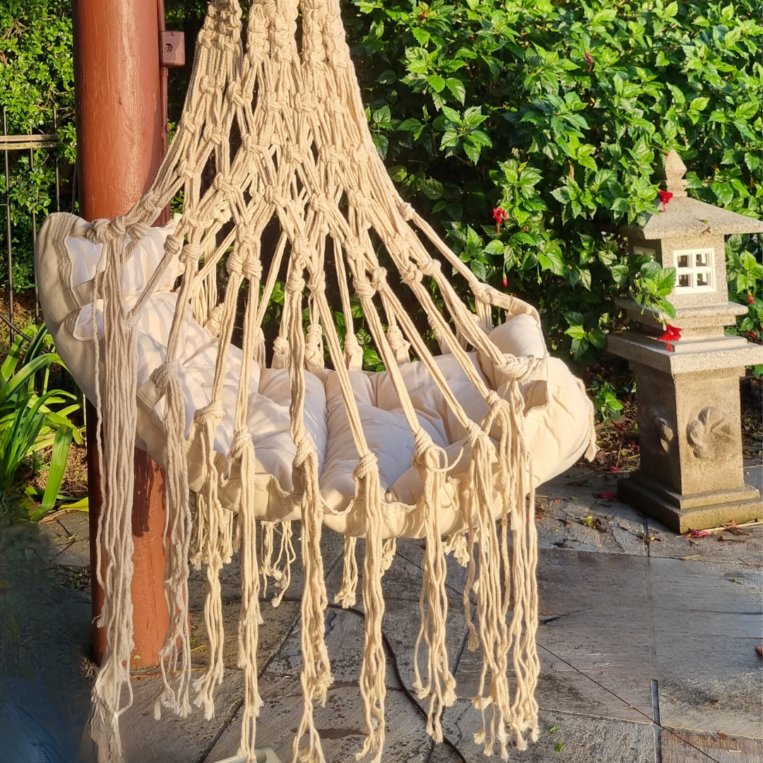 Boho Macrame Adult Hammock Chair 