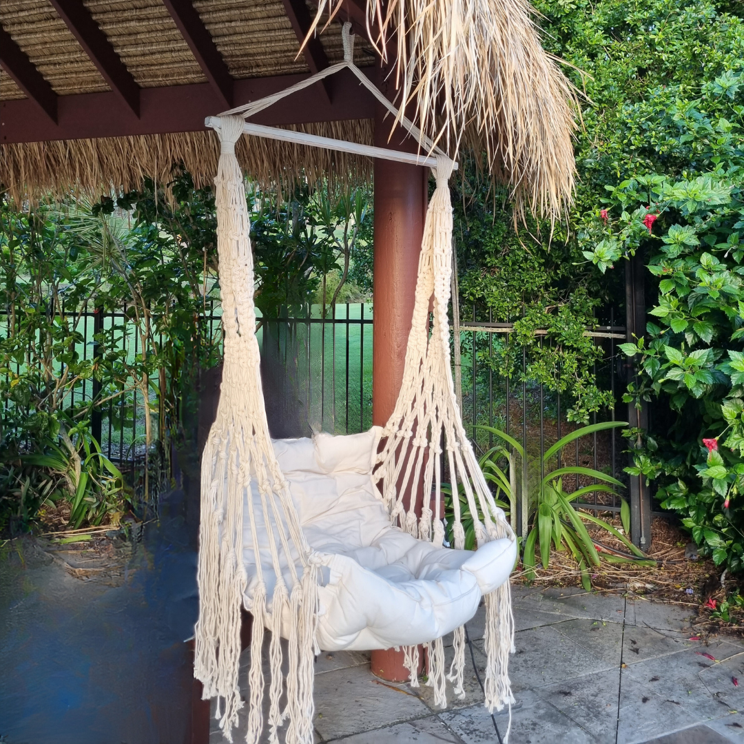 Boho Macrame Adult Hammock Chair Azure Decor