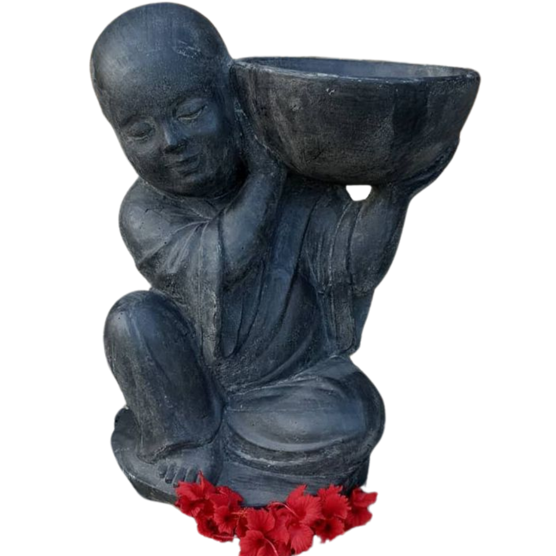 Buddha Monk Statue Birdbath-Planter 