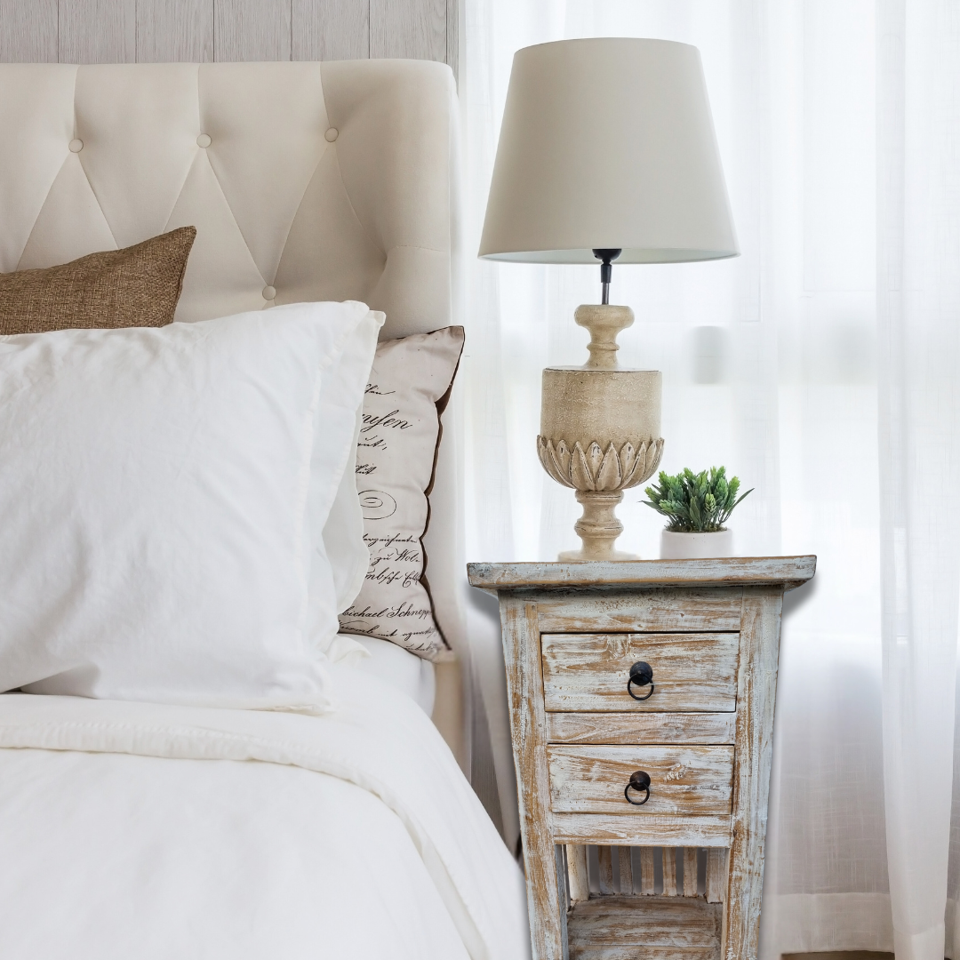 Rustic Teak Bedside Table