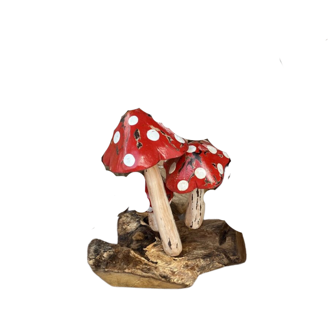 Mushroom Carving Hand Designed On Wood