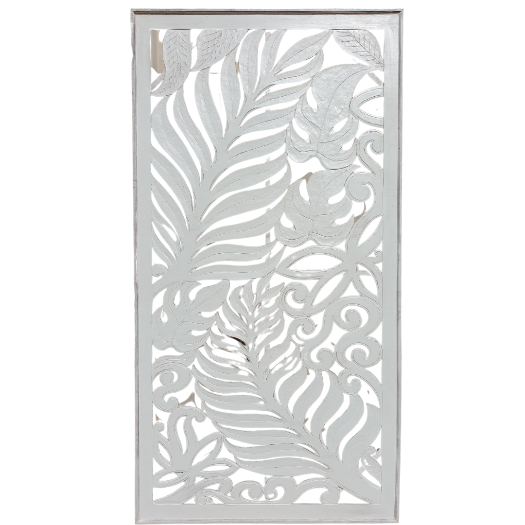 Wall Art Fern Leaf Carving White