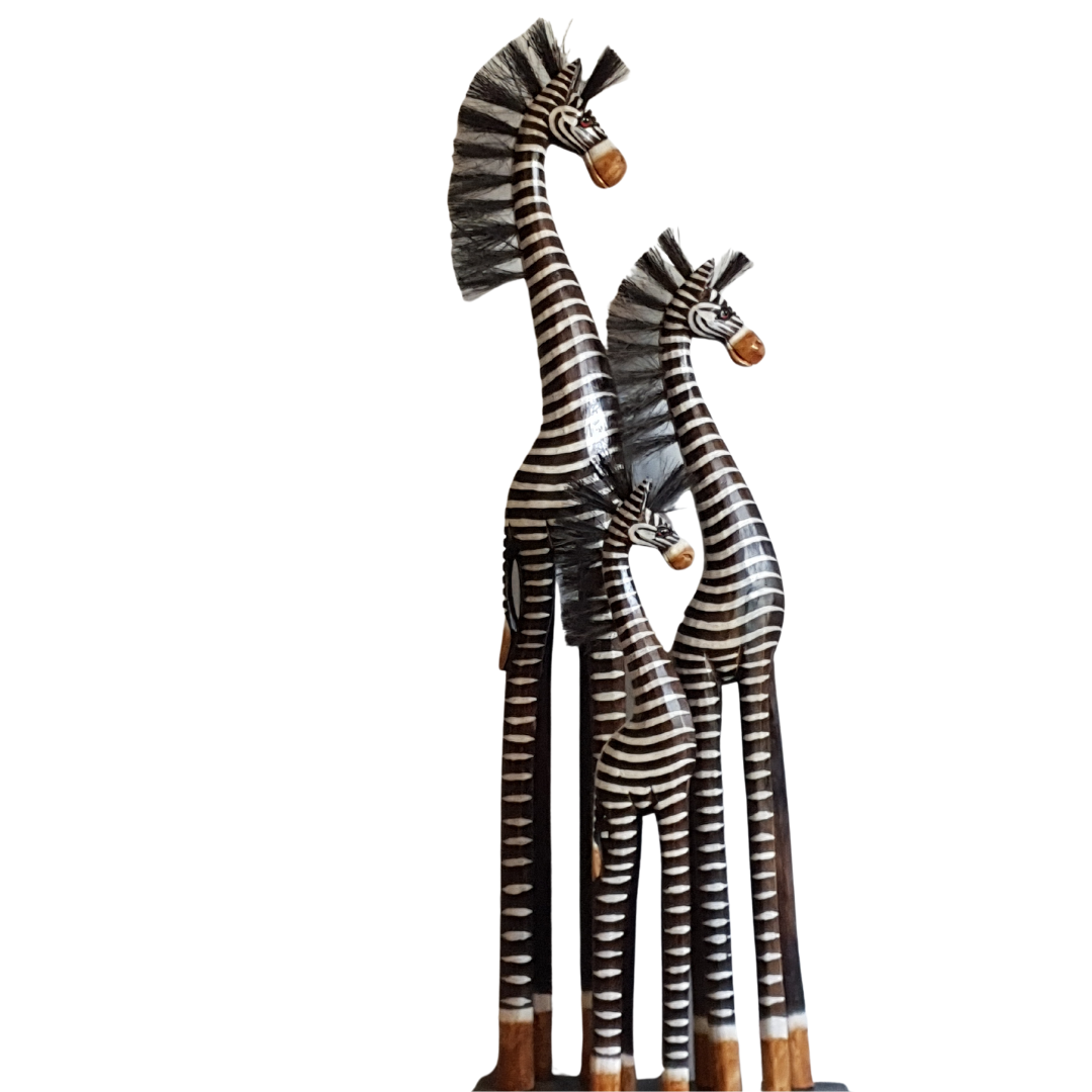 Zebra Statues Wooden Carving 