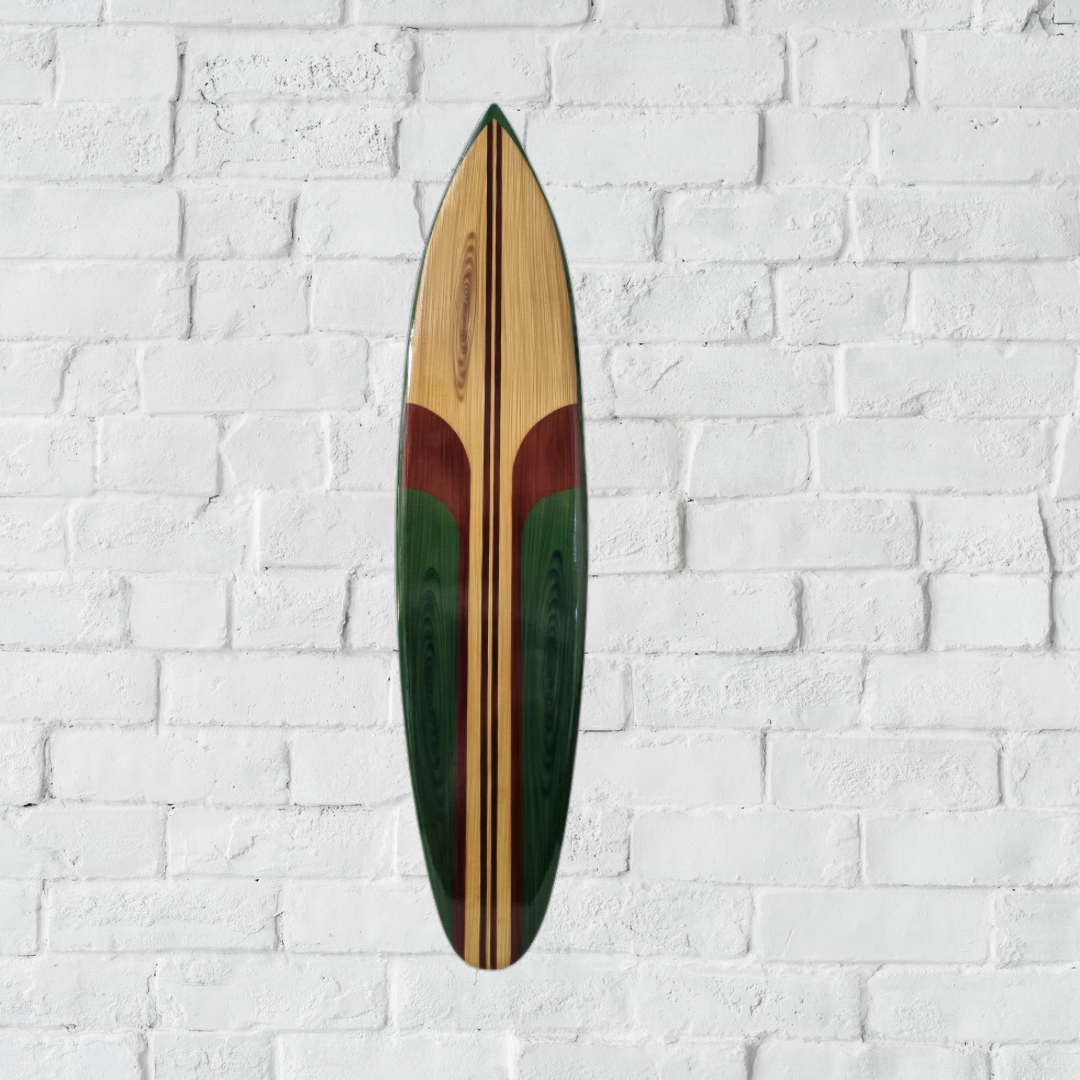 Wooden Surfboard Wall Art Green