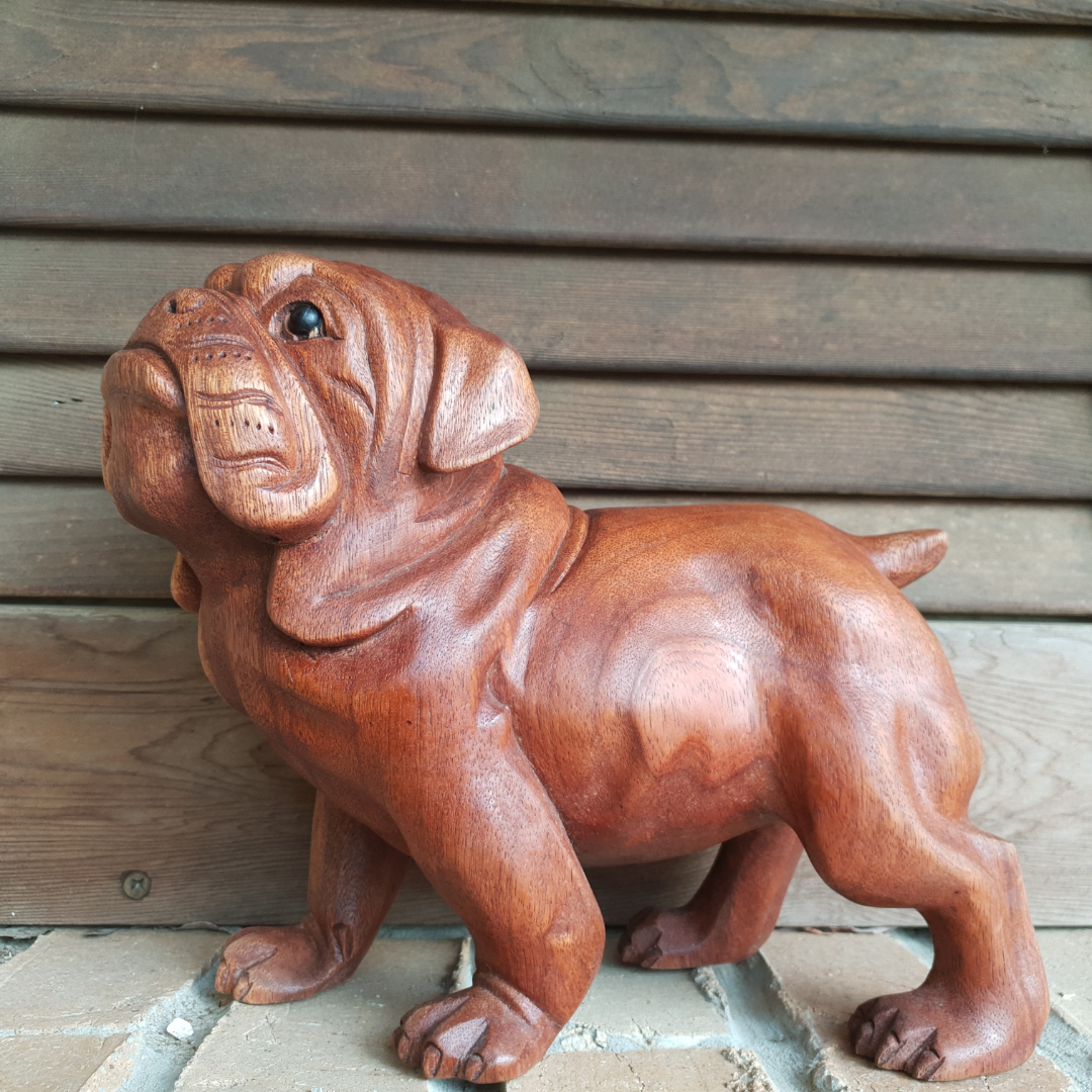  Bull Dog Wooden Carving