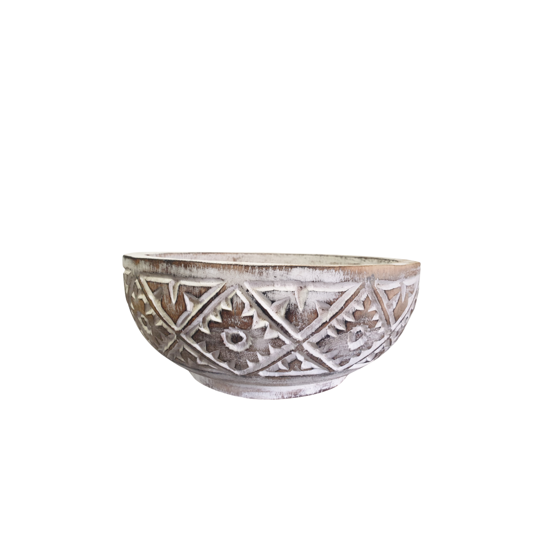 Tribal Carved Wooden Bowl