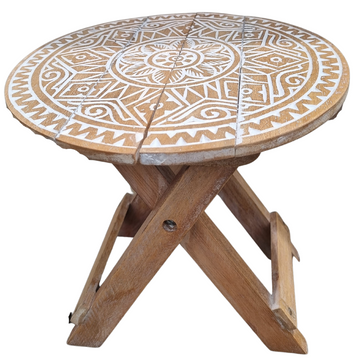 Boho Tribal Carved Picnic Table Foldable