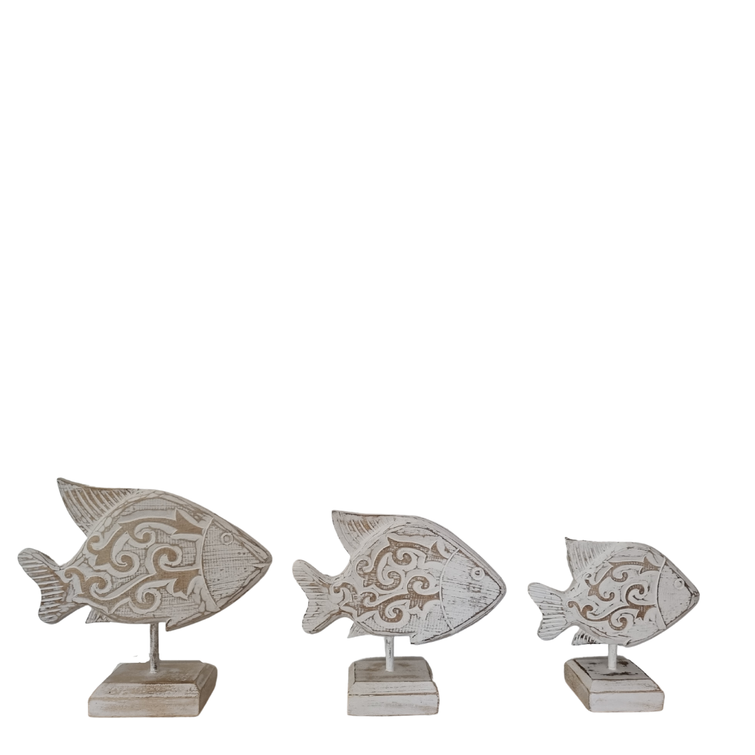 Exquisite Fish Art Wooden White