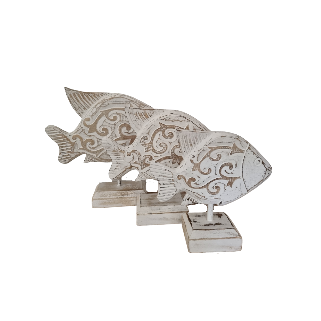 Exquisite Fish Art Wooden White