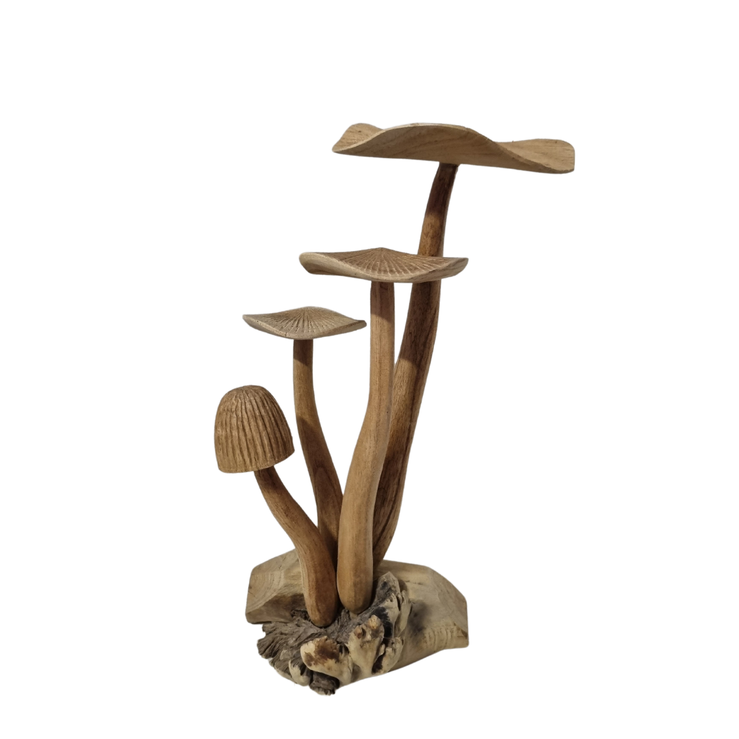 Mushrooms Wooden Carving Collectables 