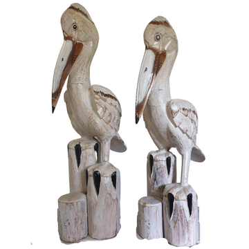 Pelican Statue Wooden Décor Set