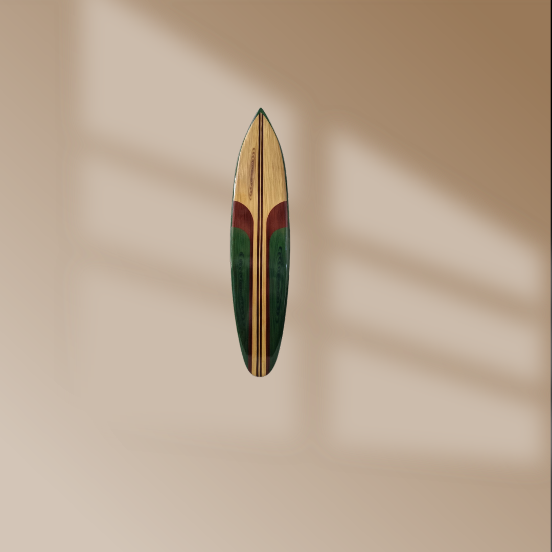 Wooden Surfboard Wall Art Green