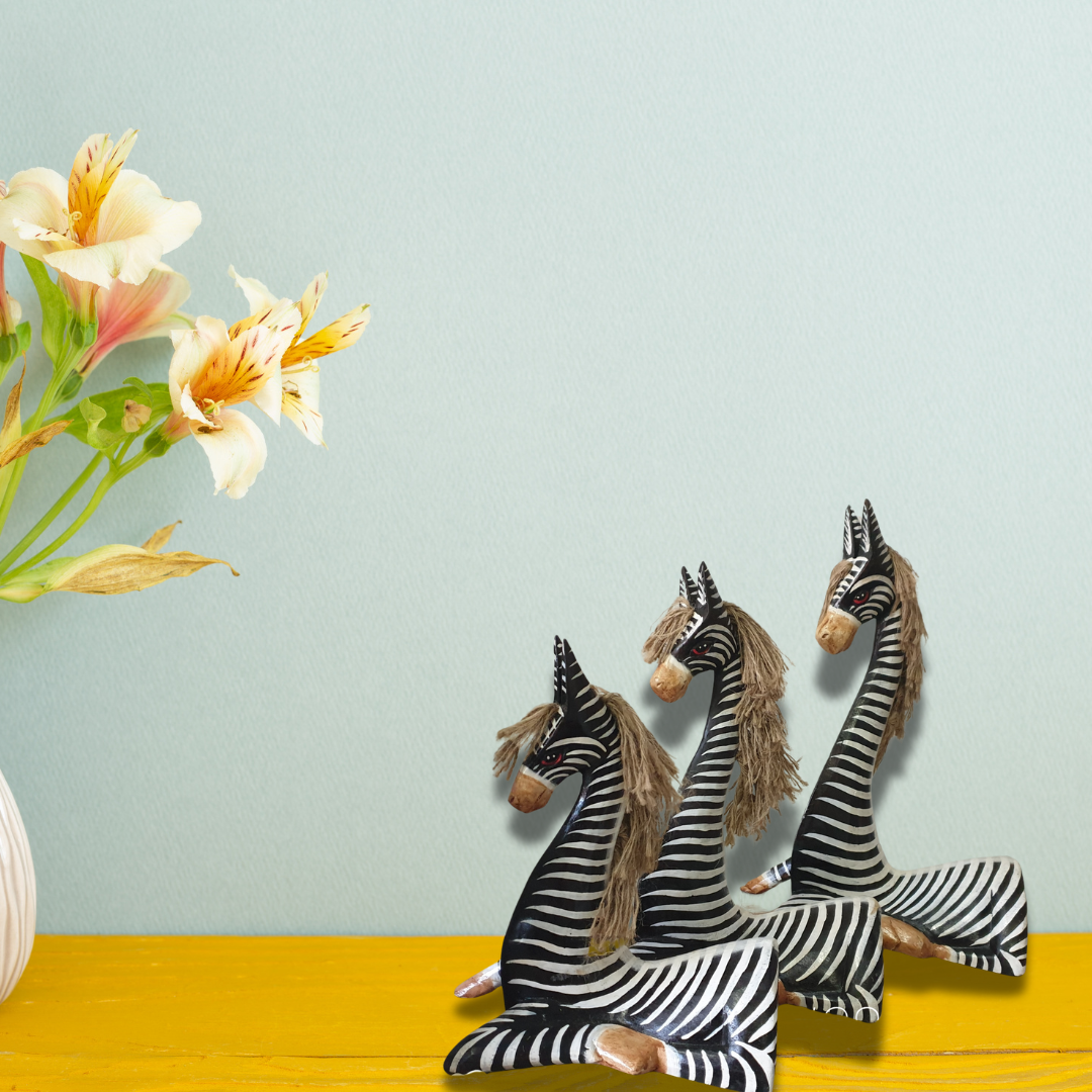 Sitting Zebra Statues Wooden Designs