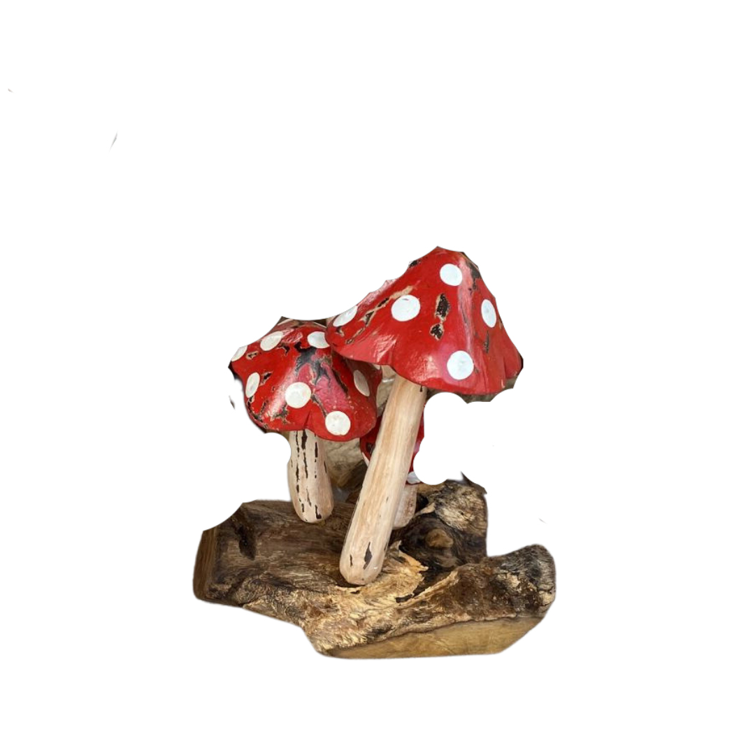 Mushroom Carving Hand Designed On Wood 