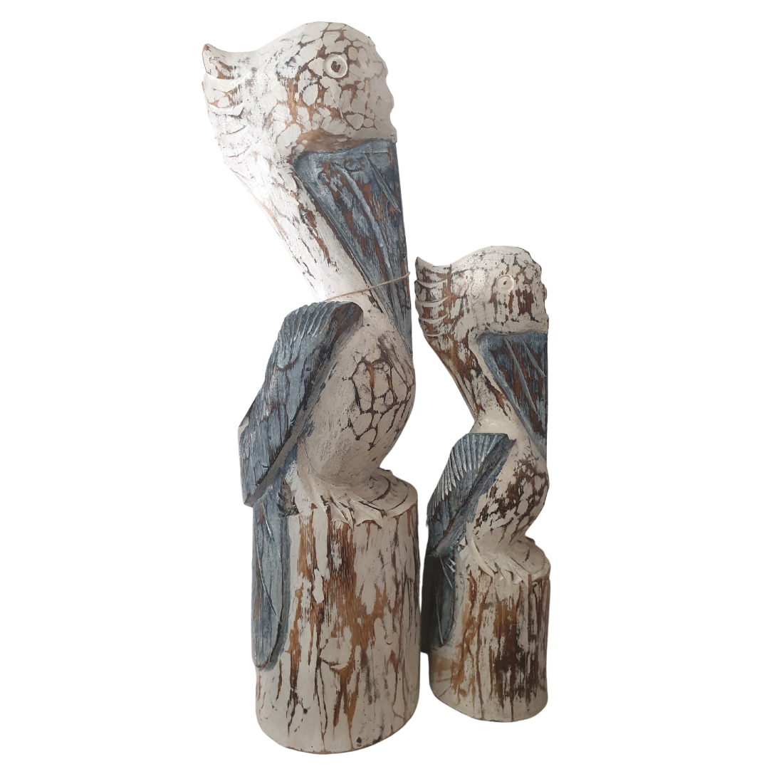 Wooden Pelicans Rustic Finish Blue