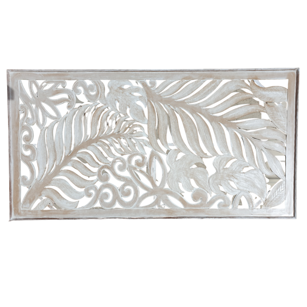 Wall Art Fern Leaf Carving Natural 