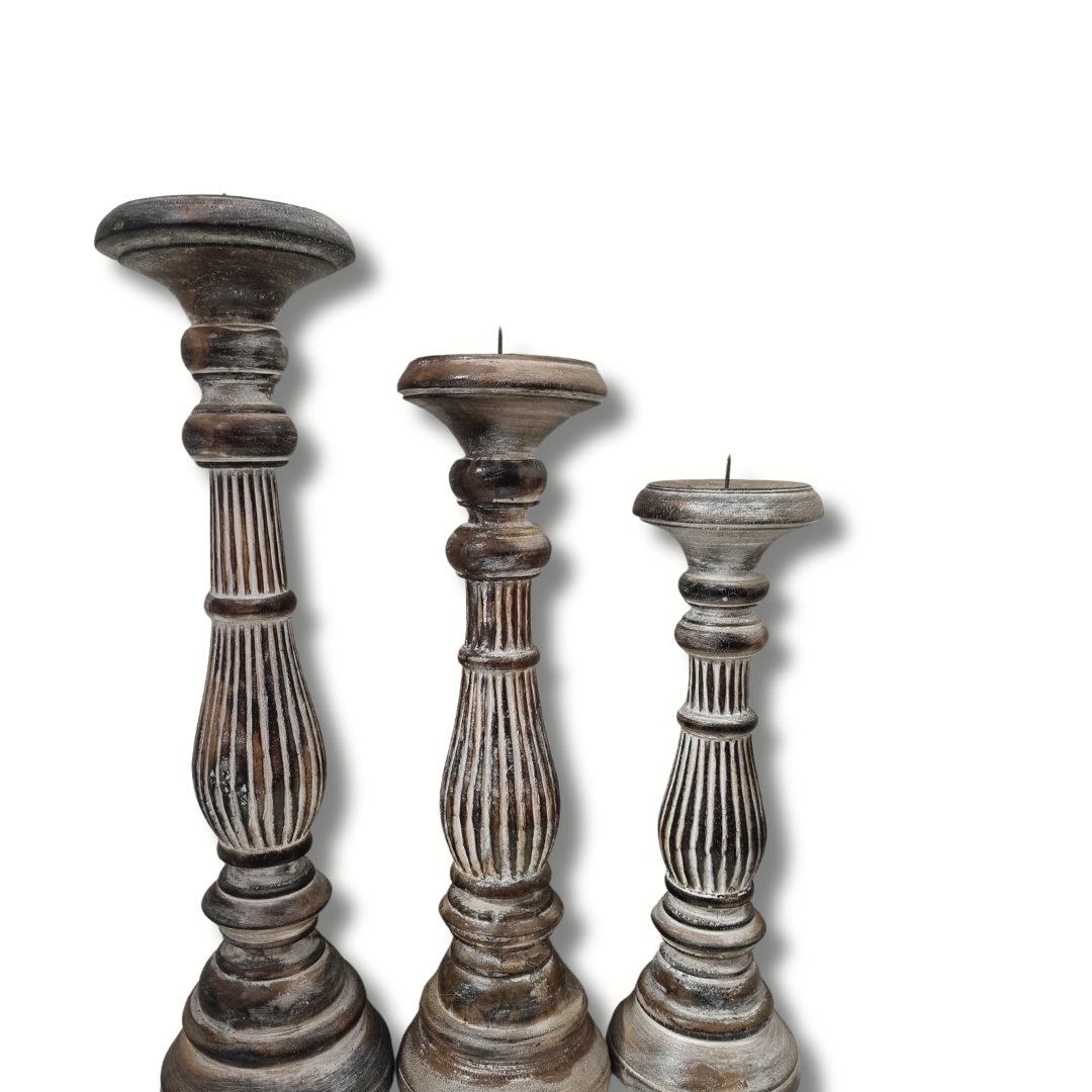 Rustic Wooden Candle Holders