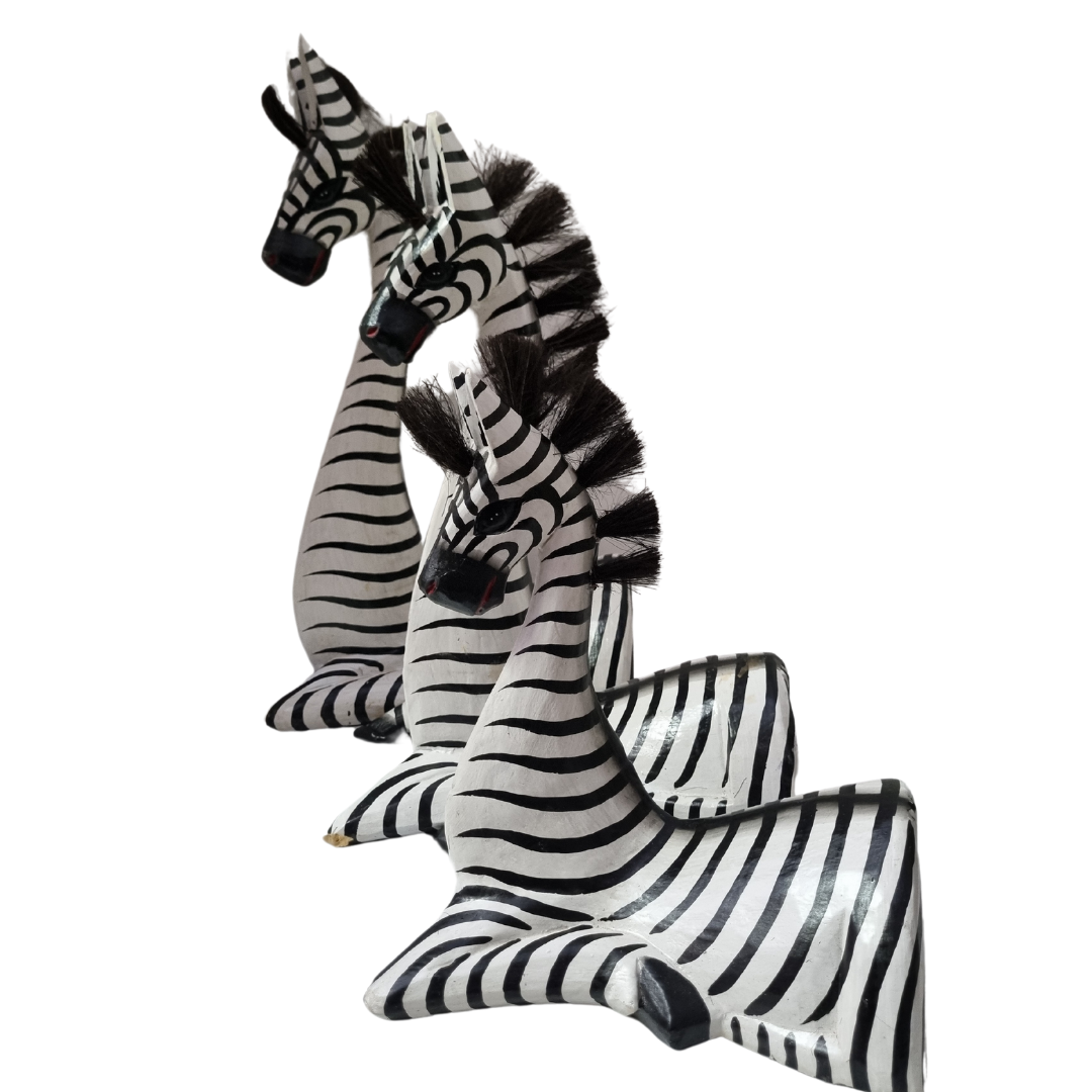 Sitting Zebra Statues Wooden Designs