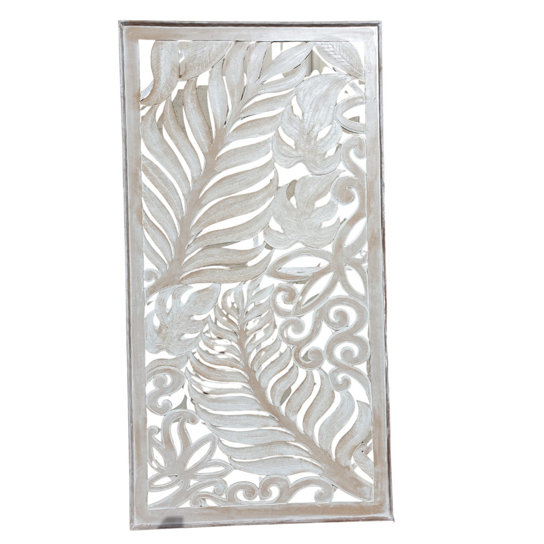 Wall Art Fern Leaf Carving Natural 