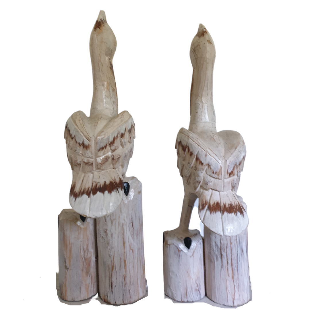 Pelican Statue Wooden Décor Set