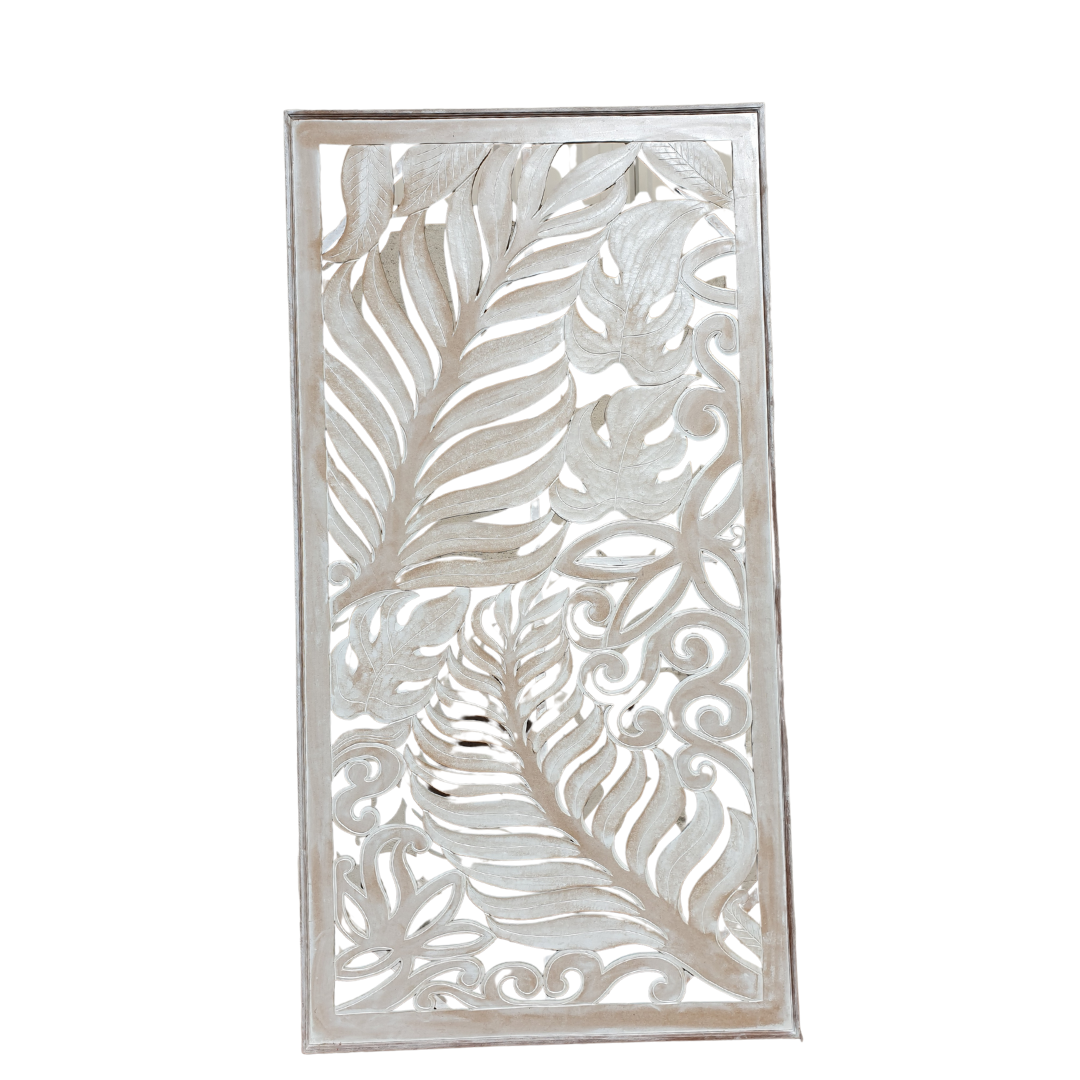 Wall Art Fern Leaf Carving Natural 