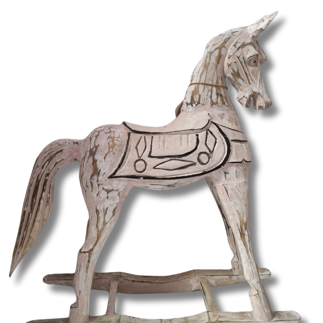 Handcrafted Rustic Rocking Horse Decor PINK