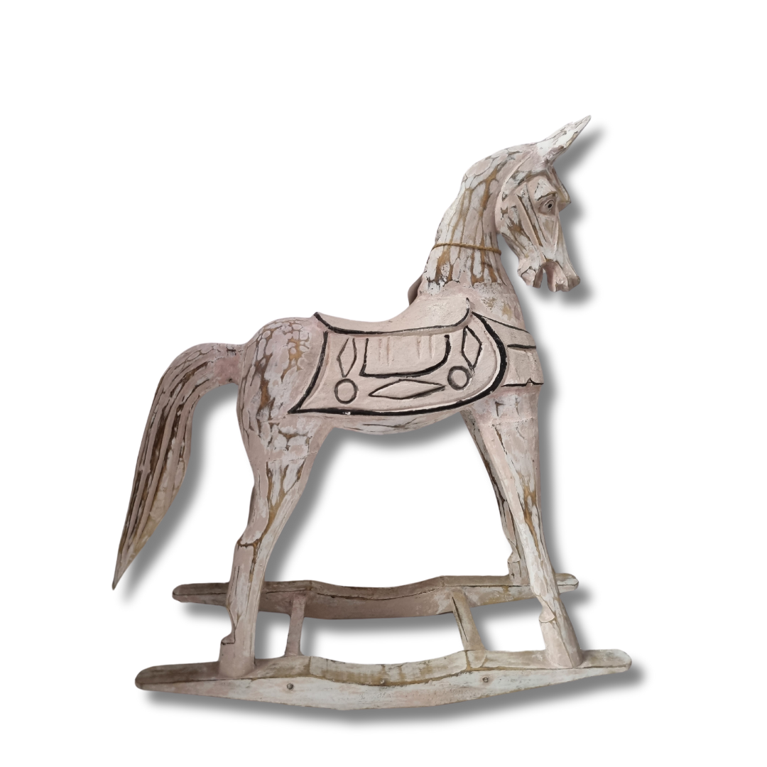 Handcrafted Rustic Rocking Horse Decor PINK