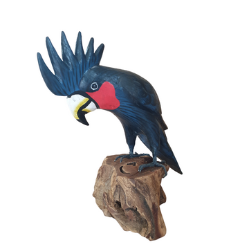 Black Cockatoo Wooden Statue