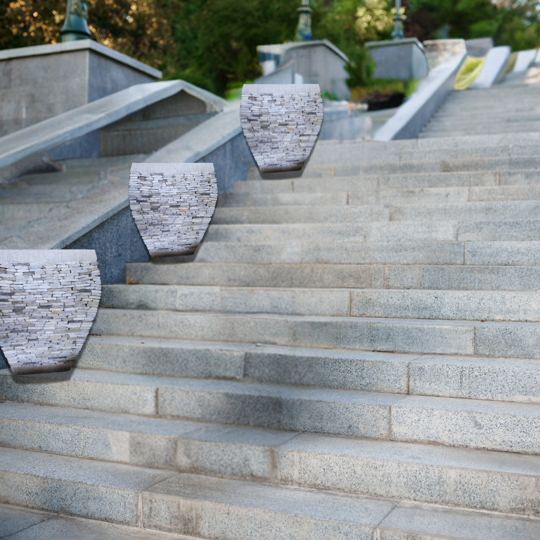 Balinese Garden Pot with Gray Marble Design