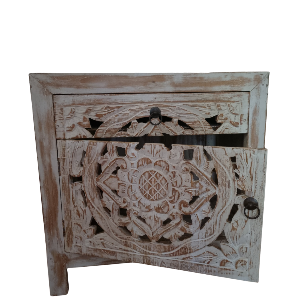 mandala hand craved bali solid wood bedside table 