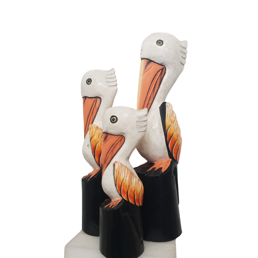 Wooden Pelican Statues