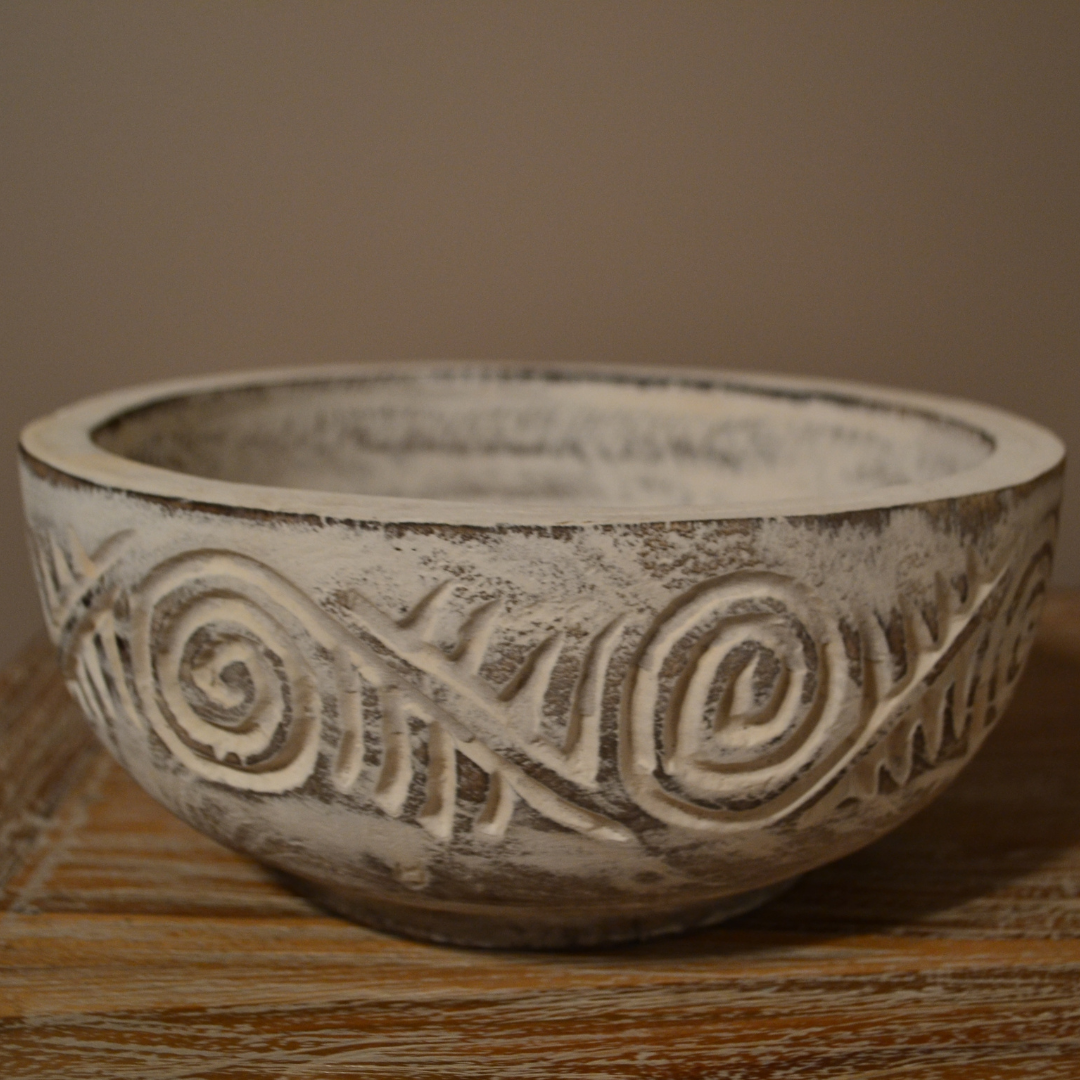 Tribal Carved Wooden Bowl