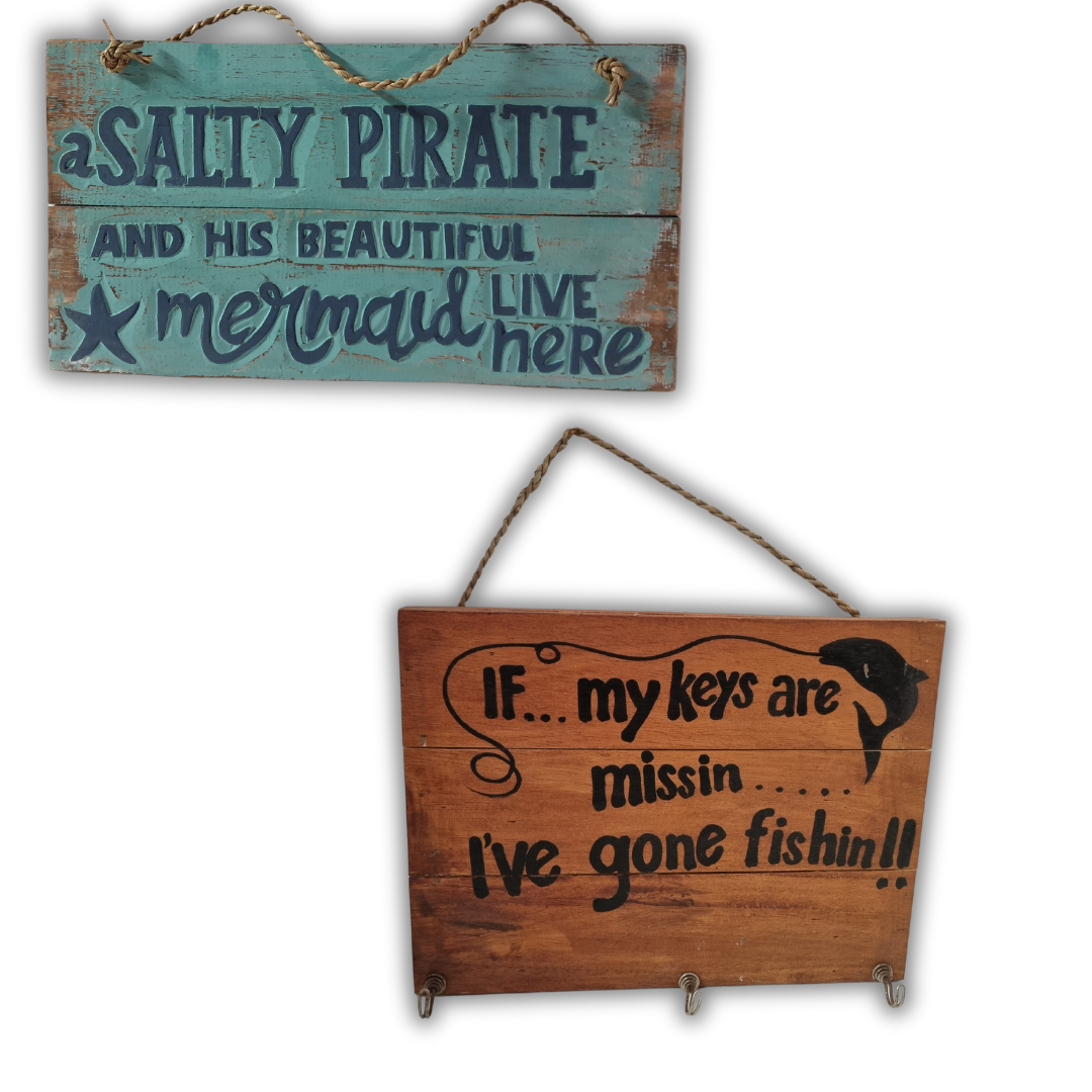 Salty Pirate Wall Plaque Gone Fishing Wall Plaque