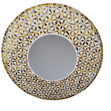 Brown Owl Mosaic Round Mirror