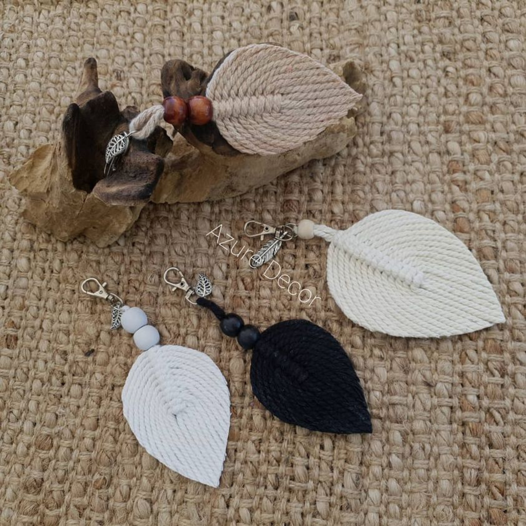 Macrame Leaf Key Ring or Hand Bag Décor