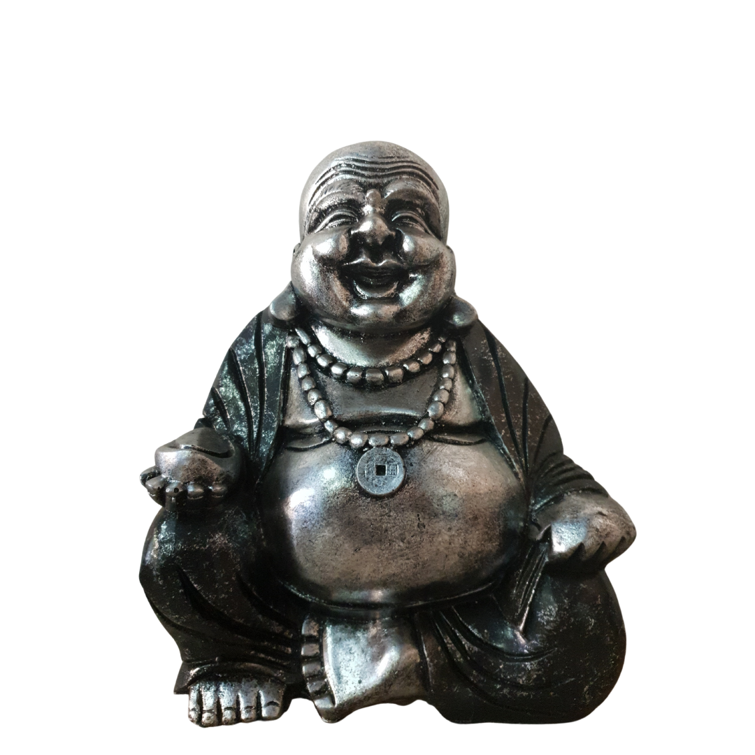 Happy Buddha Sculpture Statue Black 